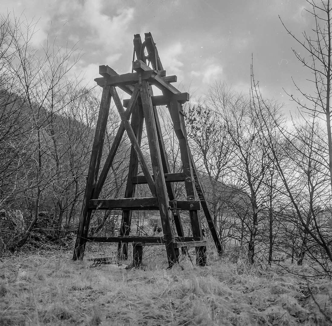 Jingler Shaft headstocks Crich 1968, submitted by Dickie Bird on 20-03-2026.
© Richard Bird Jingler Shaft headstocks Crich 1968